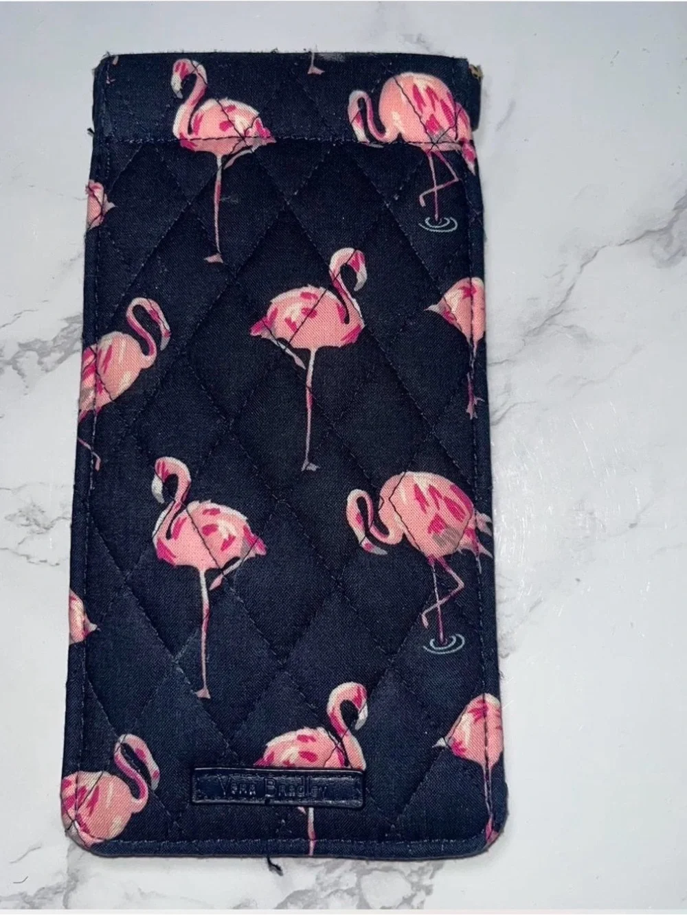 Vera Bradley Quilted Flamingo Sunglasses Sleeve in Navy & Pink